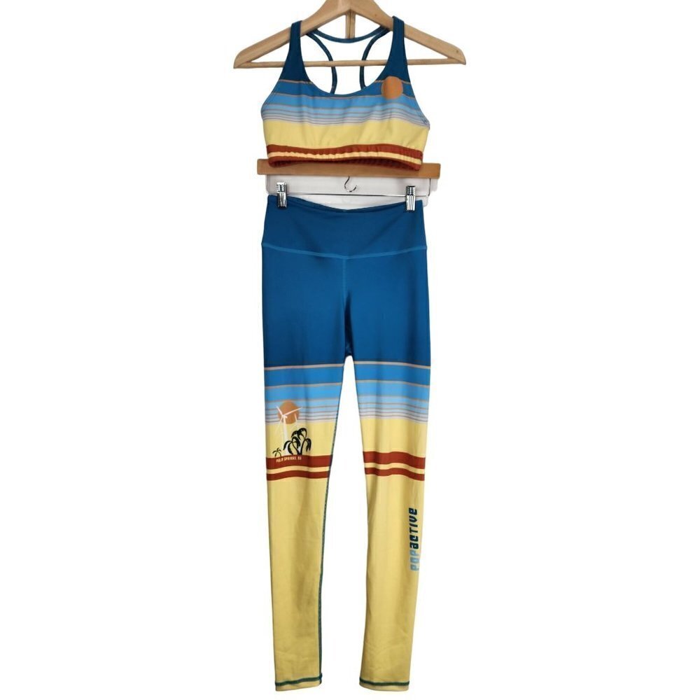 Popactive By Poprageous Dream Legging Sports Bra Set Small Palm Springs Striped - Picture 2 of 8